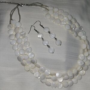 Pearlescent 9-12" Necklace & 2.5" drop Earrings